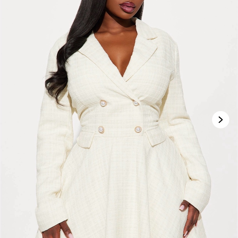 Elegant Cream Double-Breasted Coat Dress